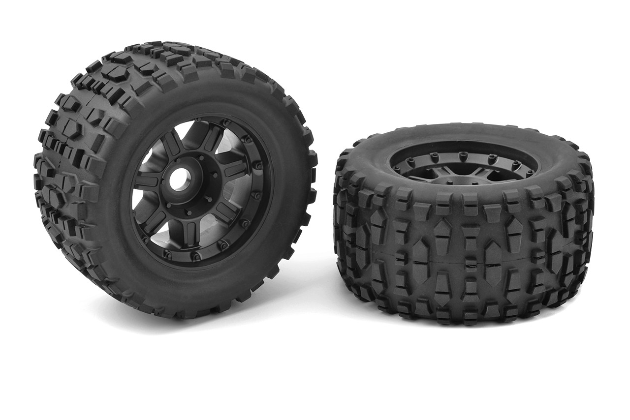 Team Corally - Monster Truck Tires - XL4S - Grabber - Glued on Black Rims - 1 pair